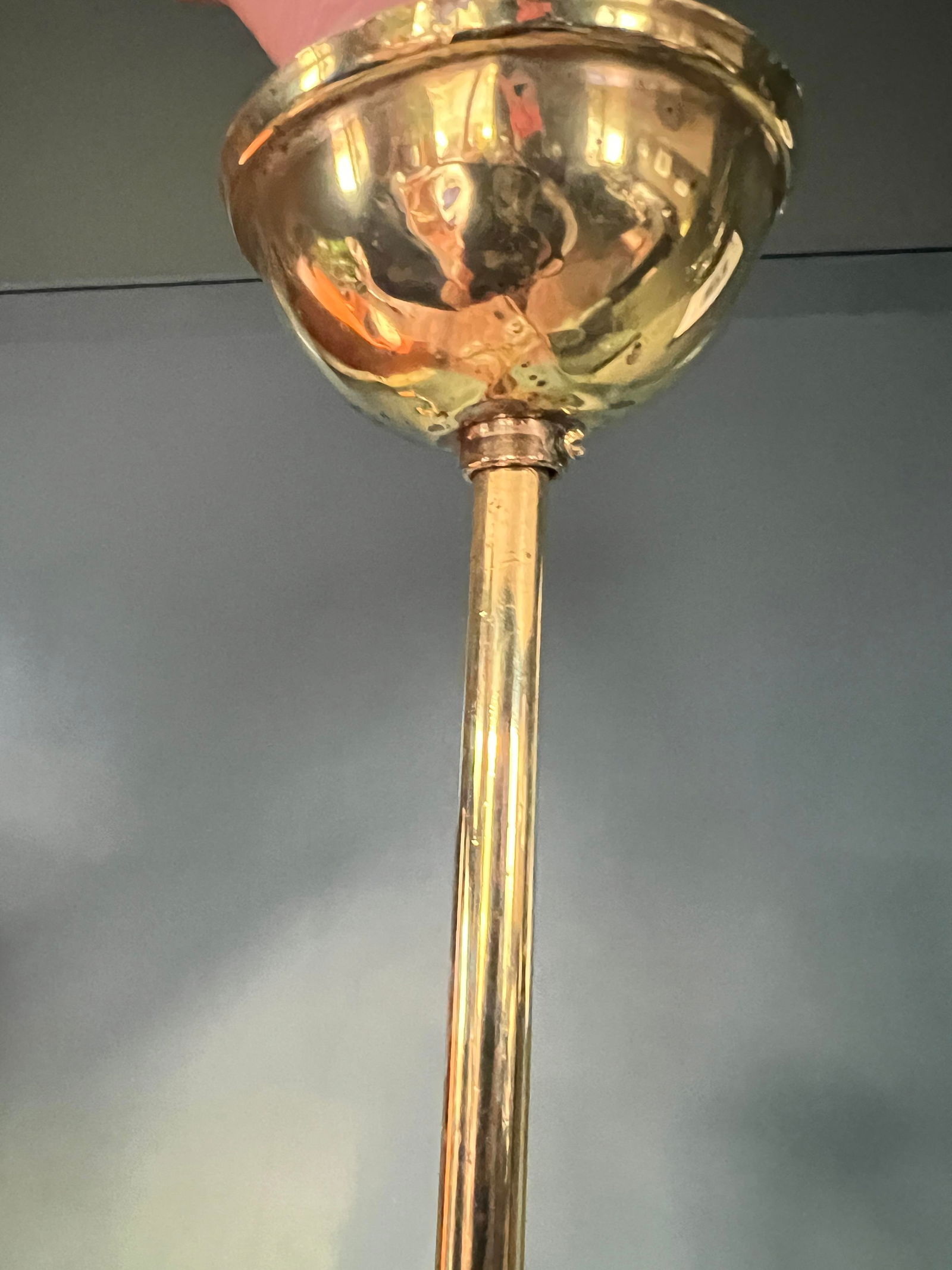 Modernist Brass and Glass Ceiling Lamp, 1960s - 8