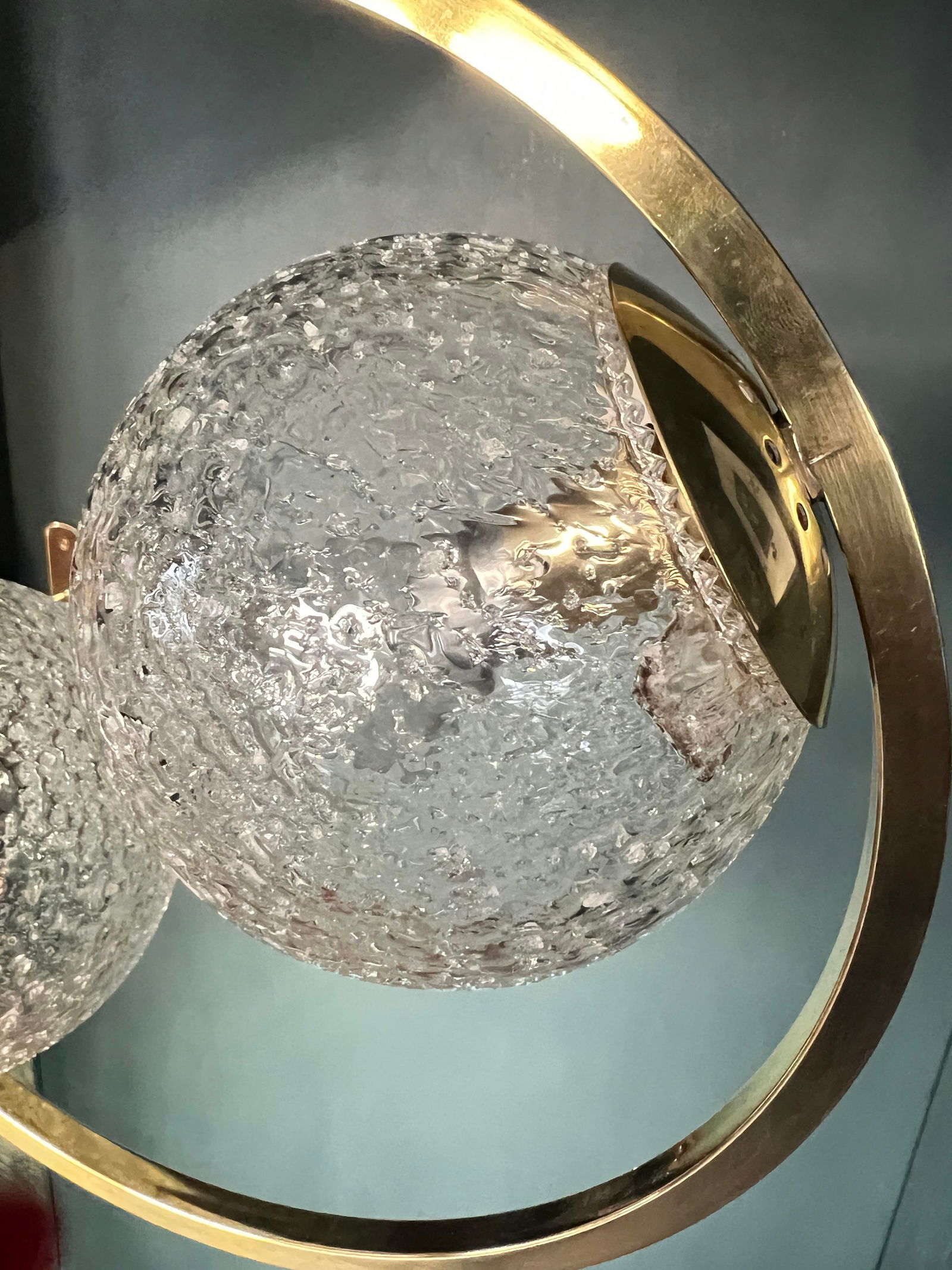 Modernist Brass and Glass Ceiling Lamp, 1960s - 9