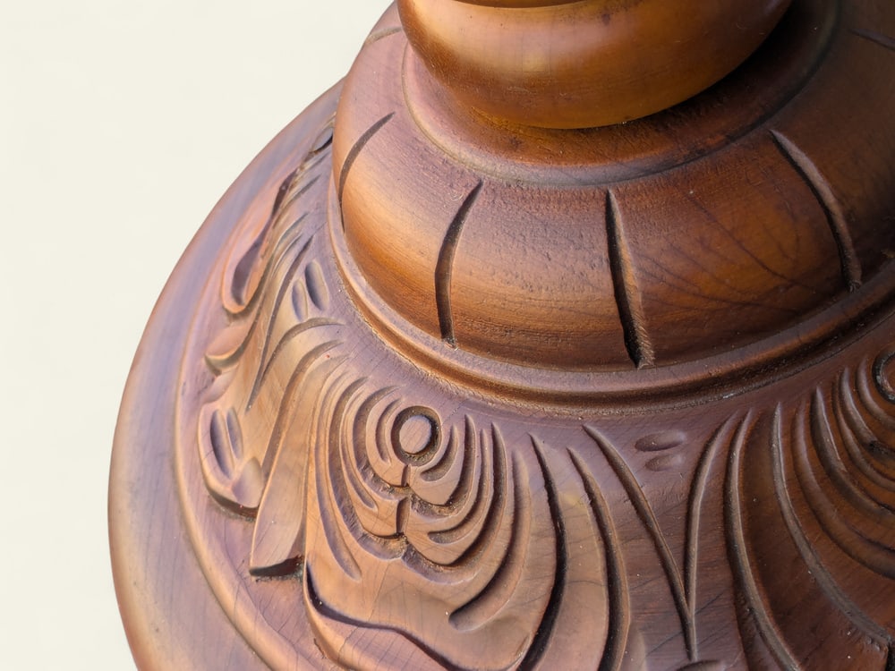 Vintage Hand-Turned Plant Stand in Wood, 1960s - 8