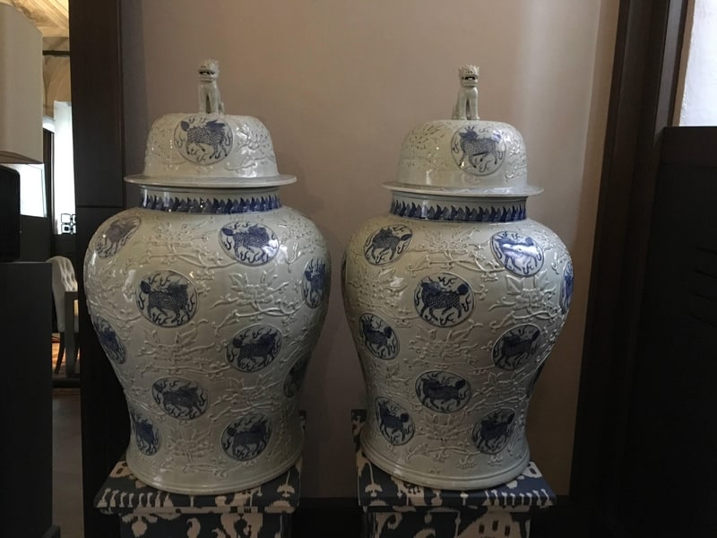 Porcelain Blue and White Giant Jar Vases, Set of 2 - 10
