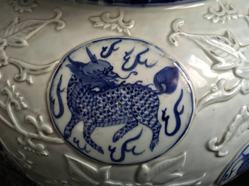 Porcelain Blue and White Giant Jar Vases, Set of 2 - 20