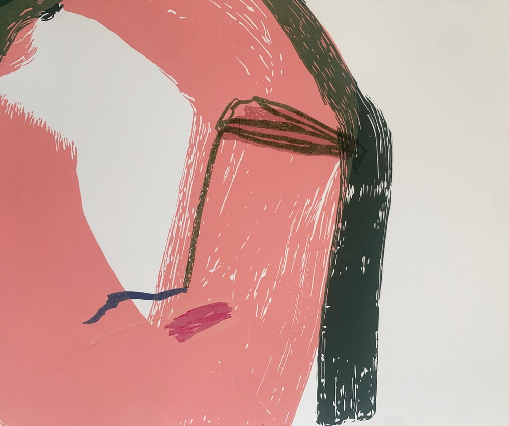 Kinga Wojciechowska, Pink Portrait, Linocut, 2023 - 2