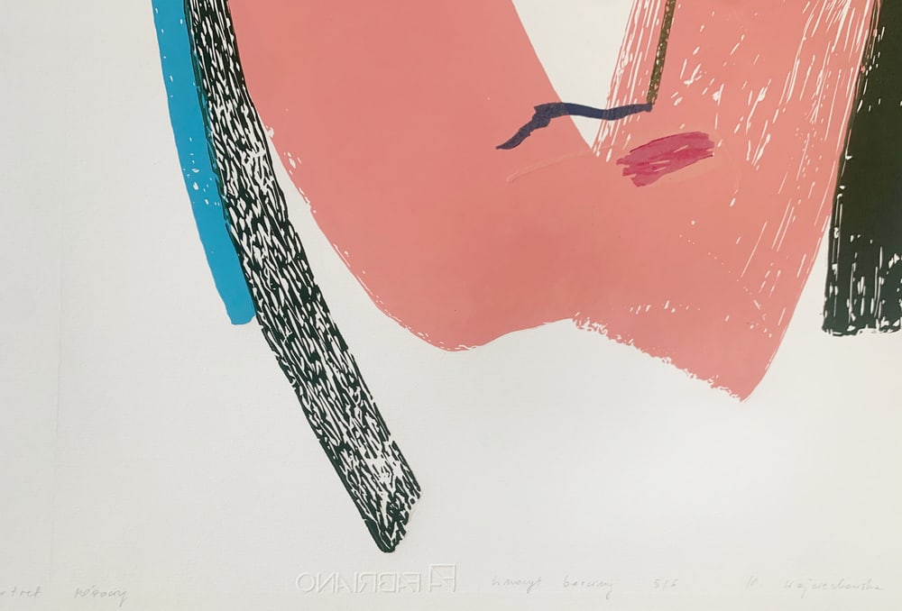 Kinga Wojciechowska, Pink Portrait, Linocut, 2023 - 3