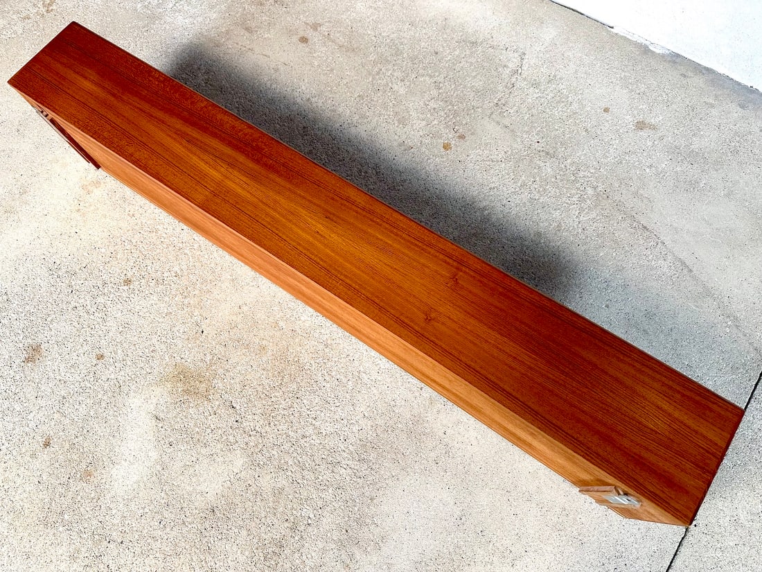 Long Minimalist Teakwood Wall Shelf, 1960s - 11