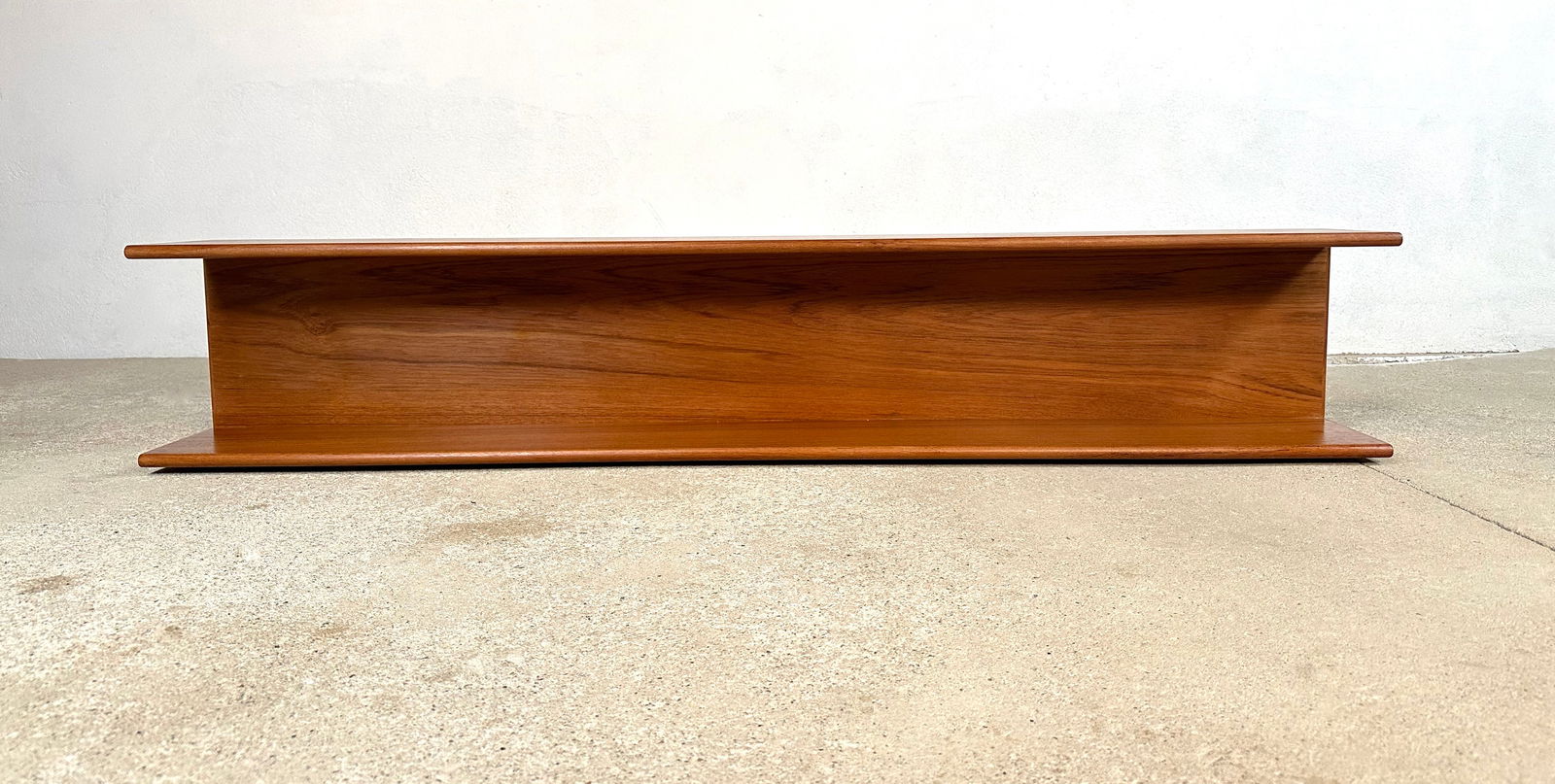 Long Minimalist Teakwood Wall Shelf, 1960s - 2