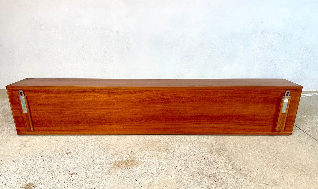 Long Minimalist Teakwood Wall Shelf, 1960s - 9
