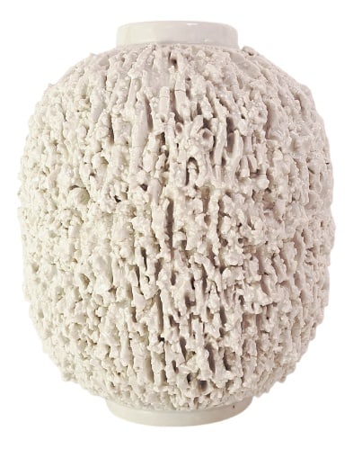 Large Hedgehog Vase by Gunnar Nylund, 1930s: Sculptural “Hedgehog” vase designed by Gunnar Nylund for Rörstrand, Sweden. This is the AI model with white glaze, designed in 1936. It was produced until 1950 in five colors and thre