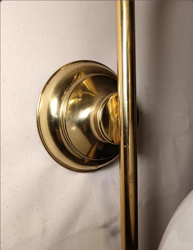 Large Sconce in Brass and Opaline, 1950s - 11