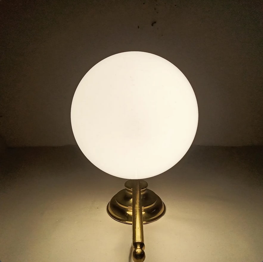 Large Sconce in Brass and Opaline, 1950s - 2