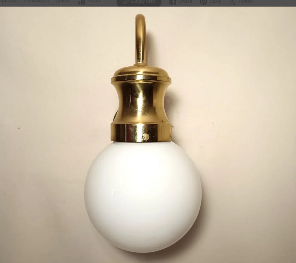 Large Sconce in Brass and Opaline, 1950s - 7