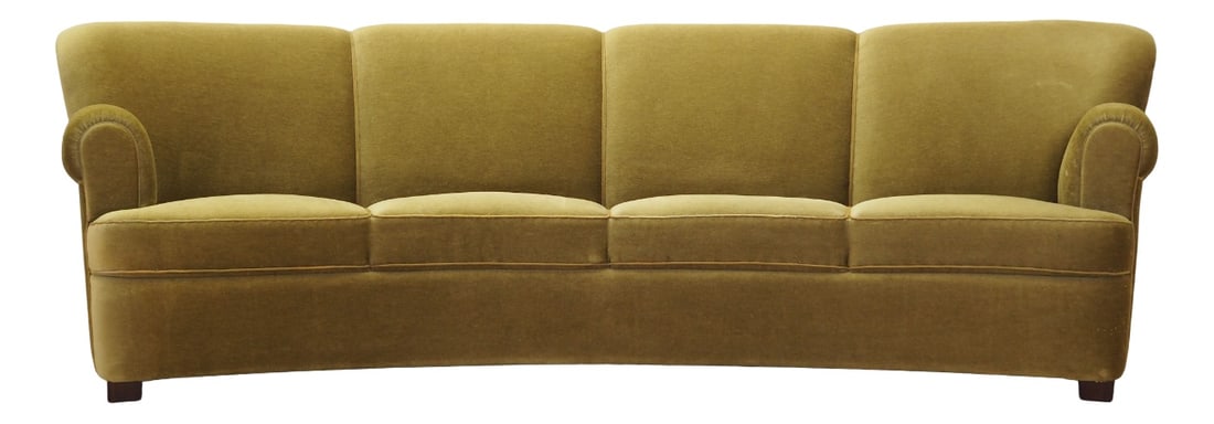 Vintage Danish Sofa in Green Velour, 1960s (1 of 16)
