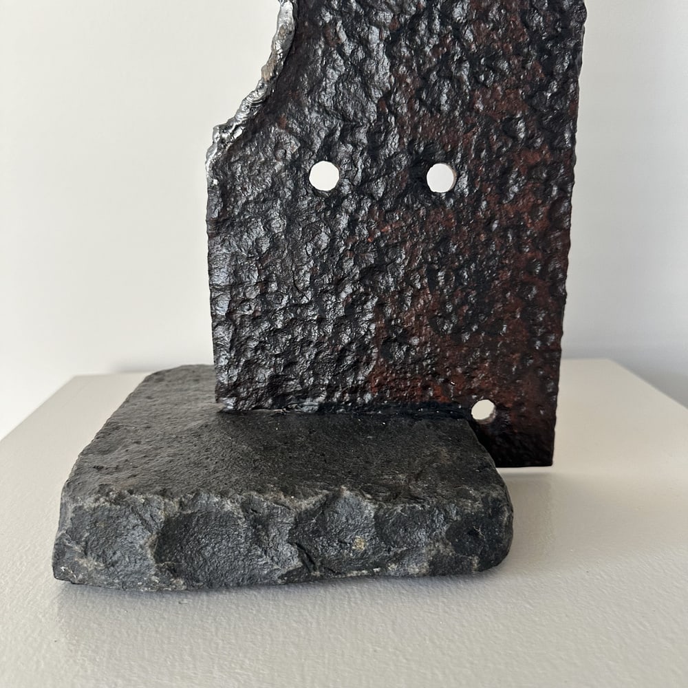 Brutalist Iron & Stone Sculpture - 4