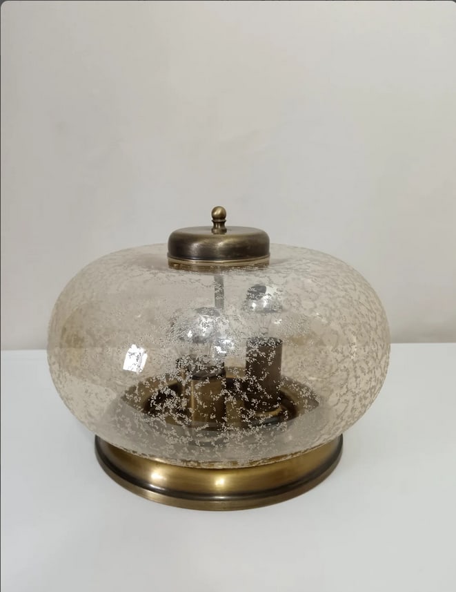 Art Deco Amber Murano Glass Flush Mount, 1970s - 2