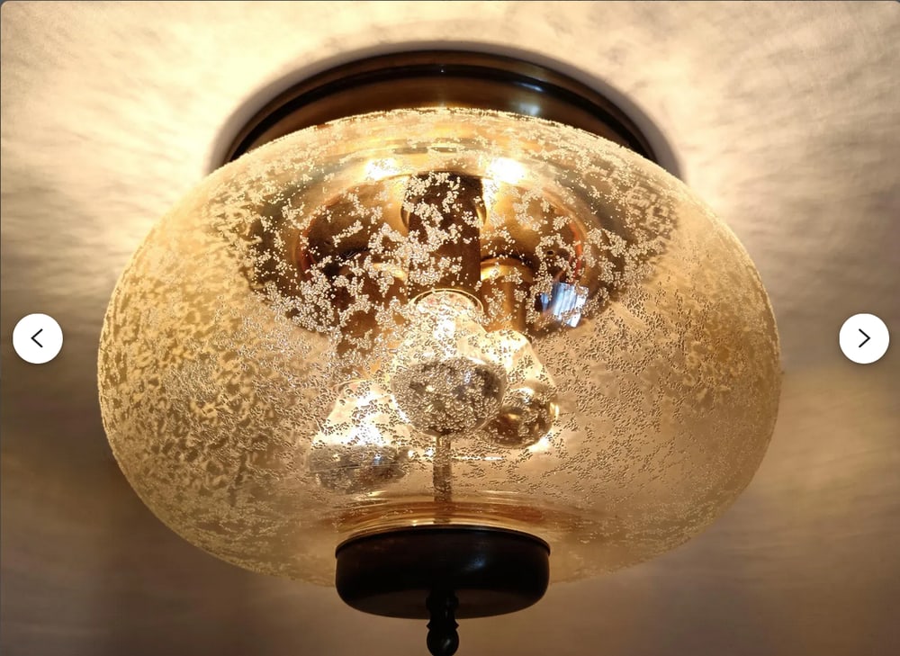 Art Deco Amber Murano Glass Flush Mount, 1970s - 4