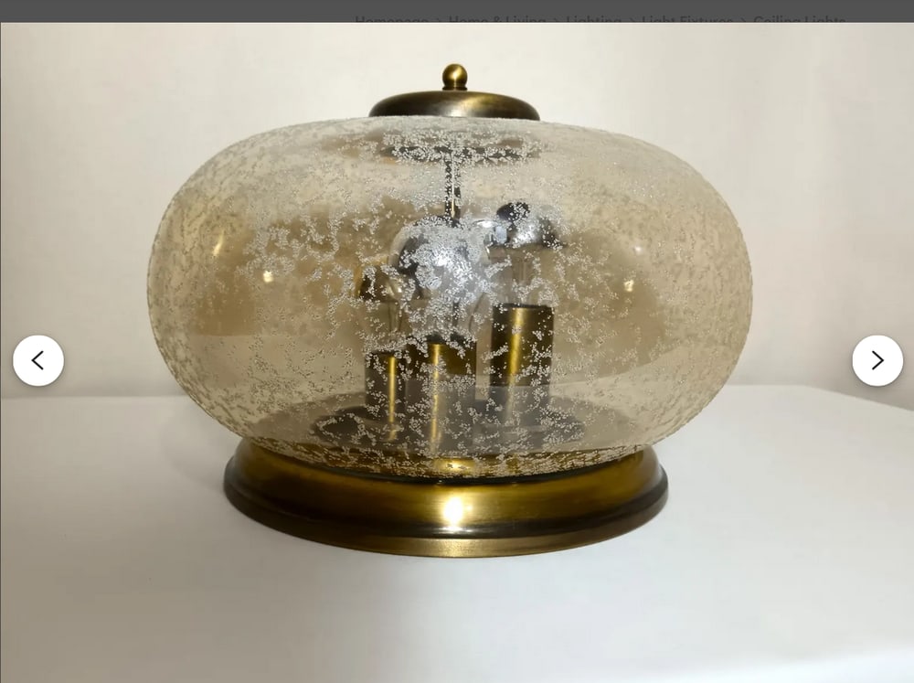 Art Deco Amber Murano Glass Flush Mount, 1970s - 5