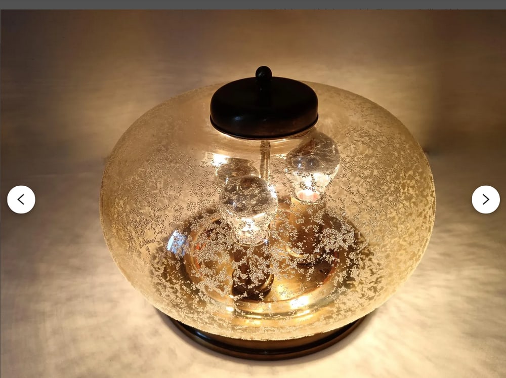 Art Deco Amber Murano Glass Flush Mount, 1970s - 6