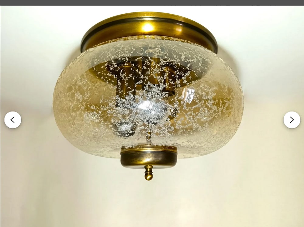 Art Deco Amber Murano Glass Flush Mount, 1970s - 9