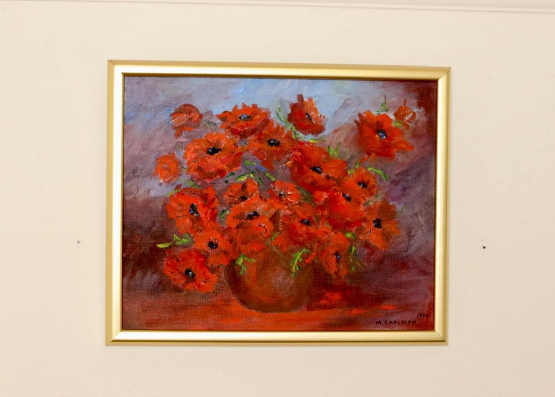 M Carlsson, Poppies, 1990s, Oil, Framed - 3