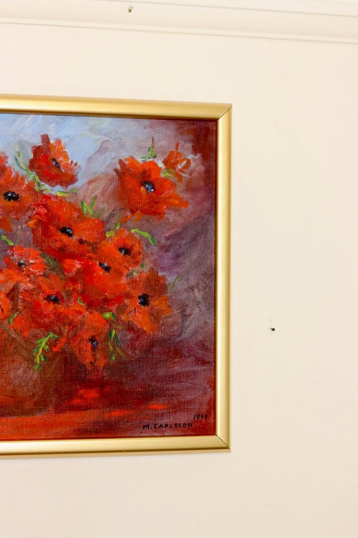 M Carlsson, Poppies, 1990s, Oil, Framed - 4