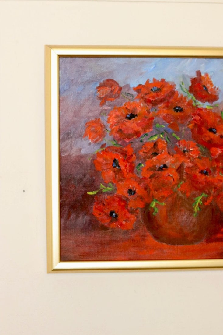 M Carlsson, Poppies, 1990s, Oil, Framed - 8