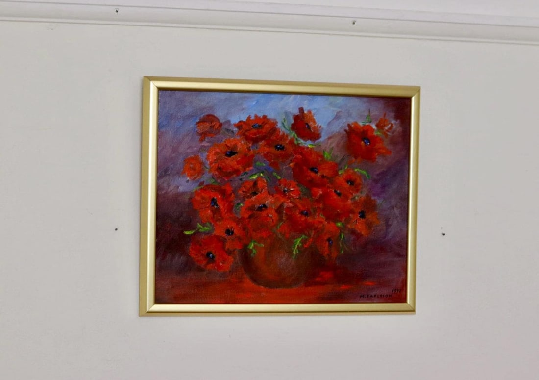 M Carlsson, Poppies, 1990s, Oil, Framed - 9