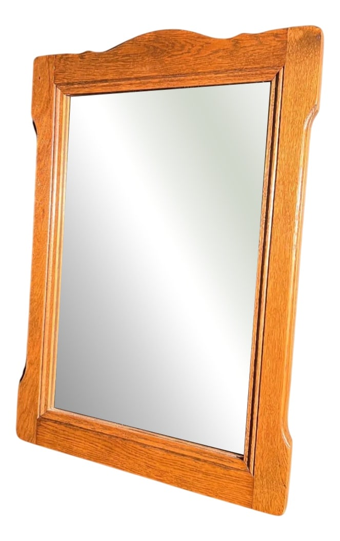 Mid-Century Wall Mirror with Rustic Wood Frame, 1960s - 4