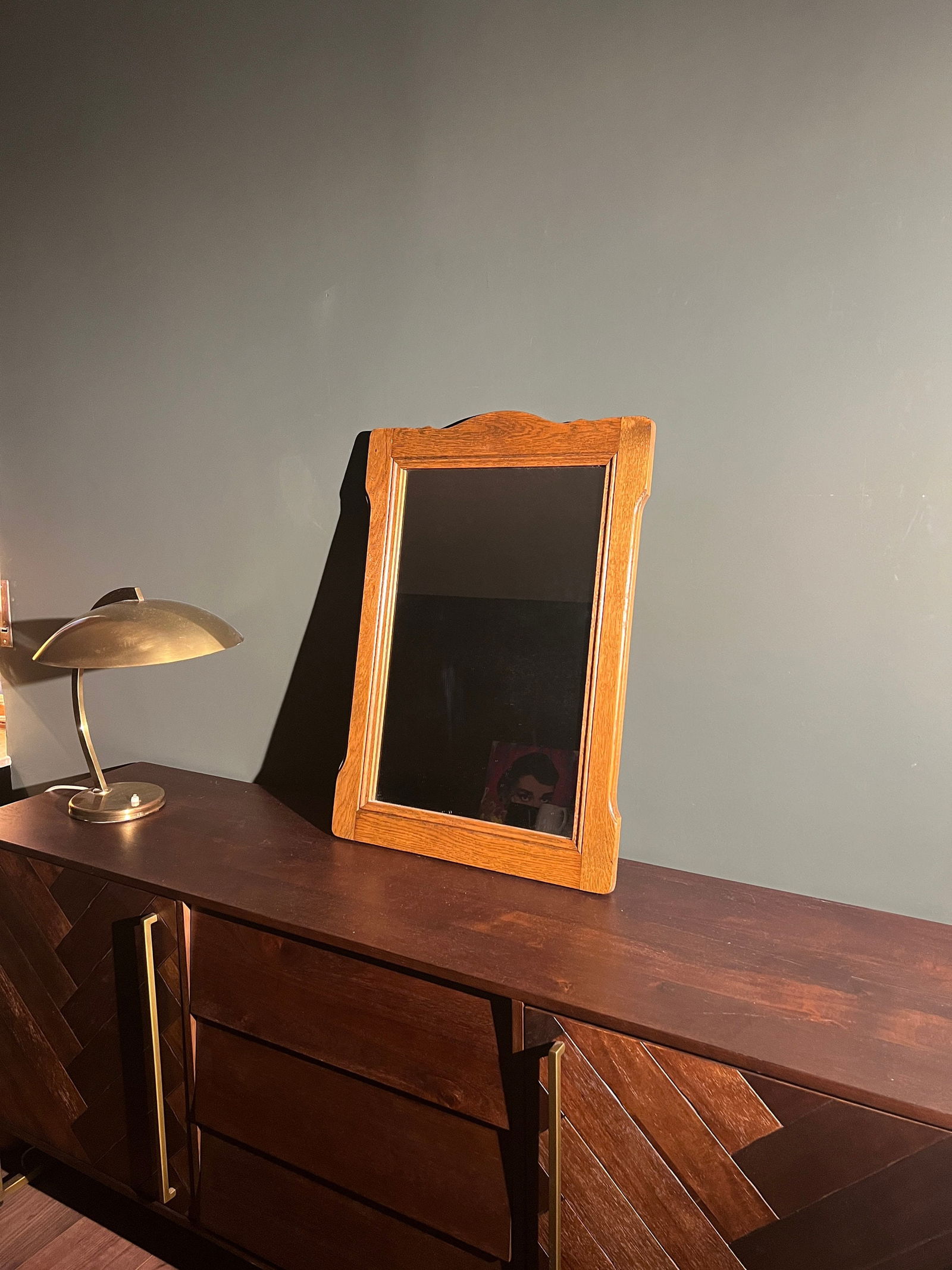 Mid-Century Wall Mirror with Rustic Wood Frame, 1960s - 7