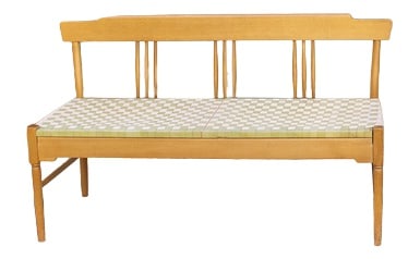 Beech Bench with Seat in Woven Fabric, Italy, 1950s (1 of 9)