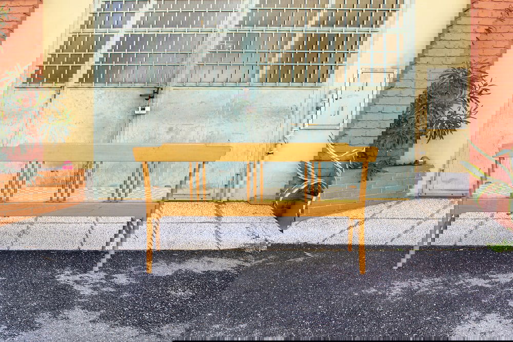 Beech Bench with Seat in Woven Fabric, Italy, 1950s - 4