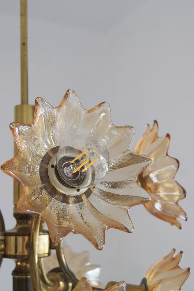 Brass & Glass Ceiling Lamp from Sische Leuchten - 16