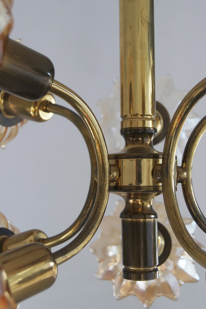 Brass & Glass Ceiling Lamp from Sische Leuchten - 19