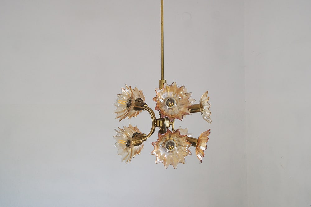 Brass & Glass Ceiling Lamp from Sische Leuchten - 2
