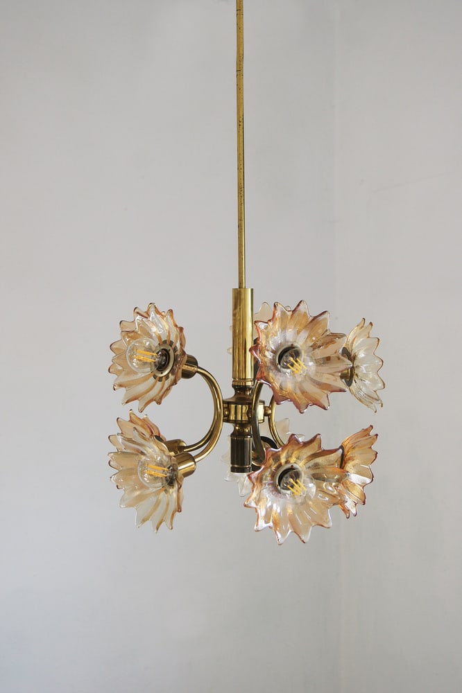 Brass & Glass Ceiling Lamp from Sische Leuchten - 5