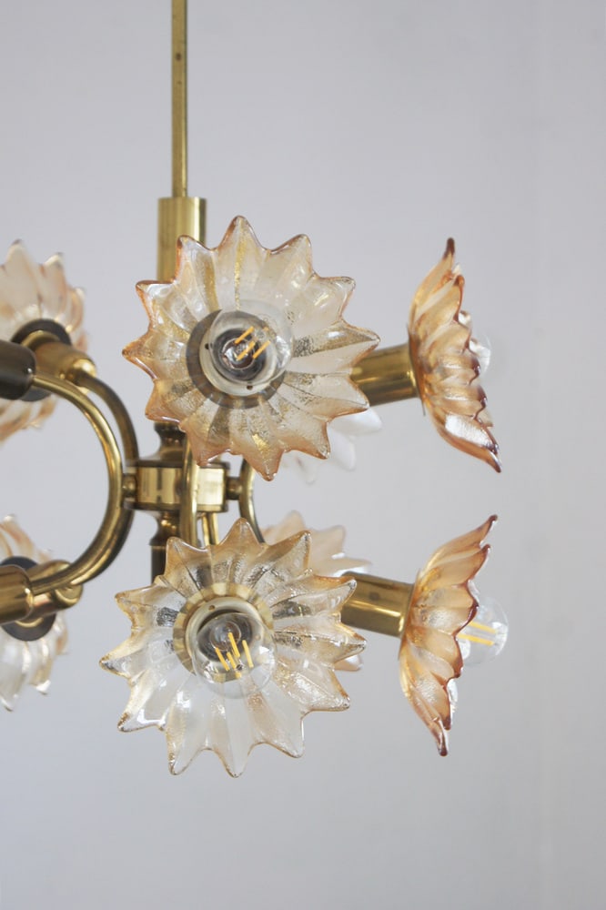 Brass & Glass Ceiling Lamp from Sische Leuchten - 7