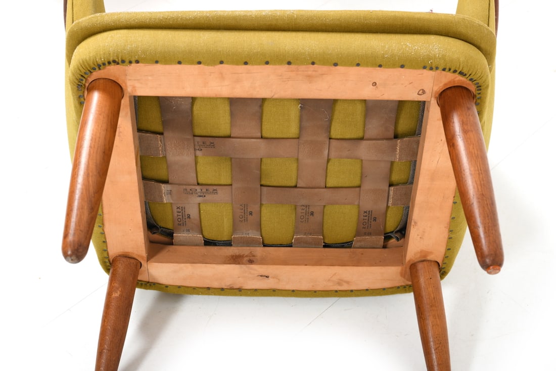 Mid-Century Danish Fabric & Teak Lounge Chair, 1950s - 10
