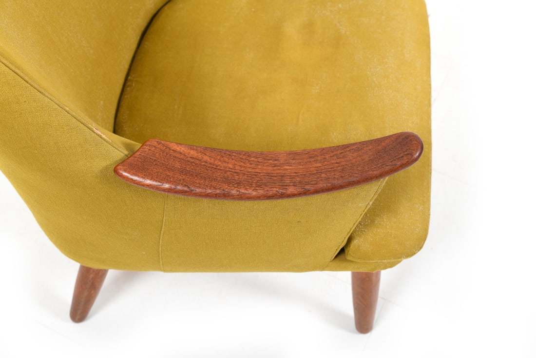 Mid-Century Danish Fabric & Teak Lounge Chair, 1950s - 8