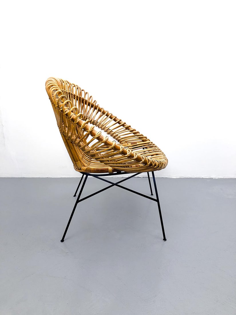 Italian Wicker Armchair, 1960s - 4