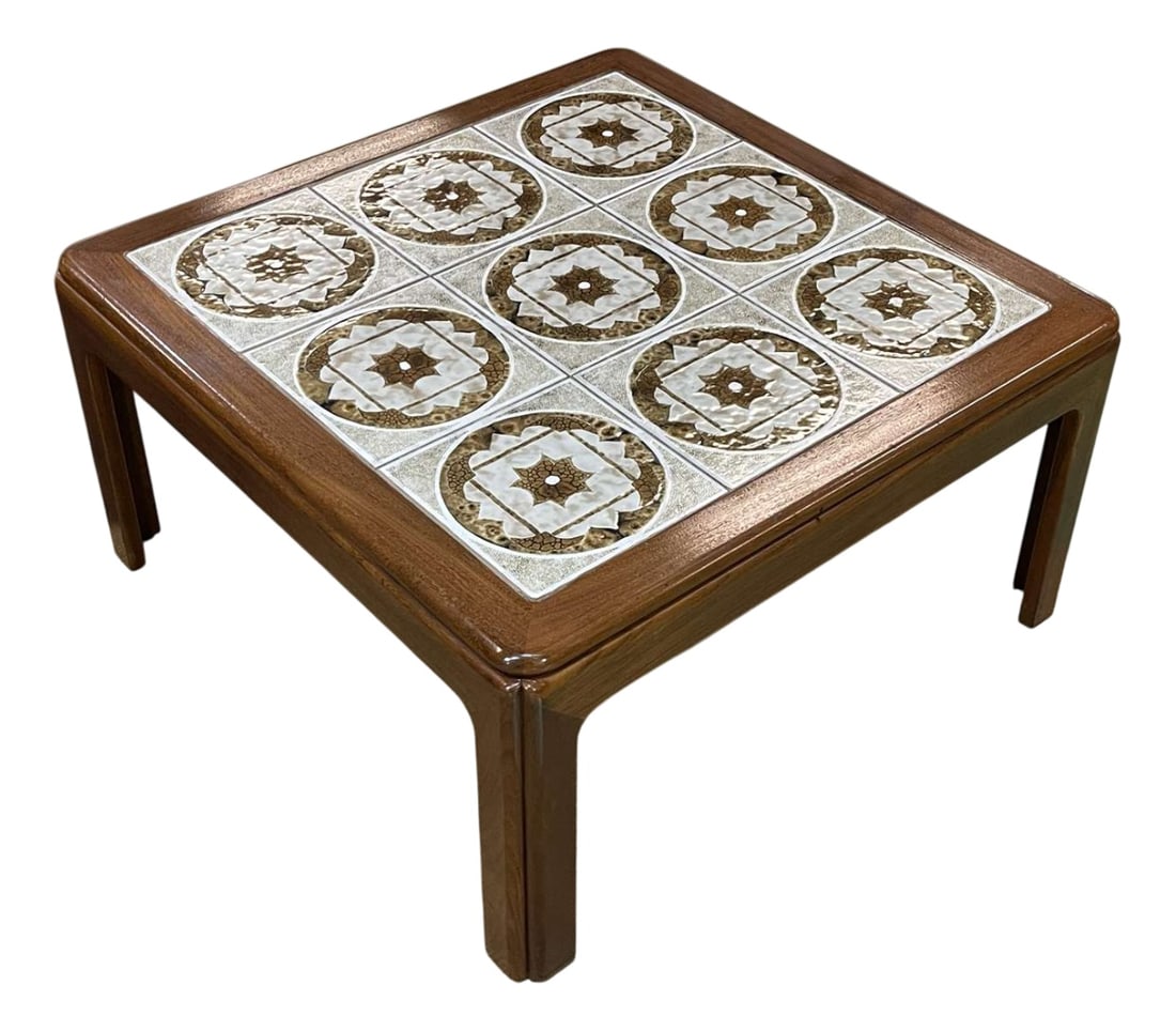 Vintage Coffee Table in Teak and Tiled Tray, 1970s (1 of 15)