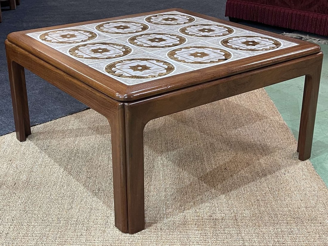 Vintage Coffee Table in Teak and Tiled Tray, 1970s - 3
