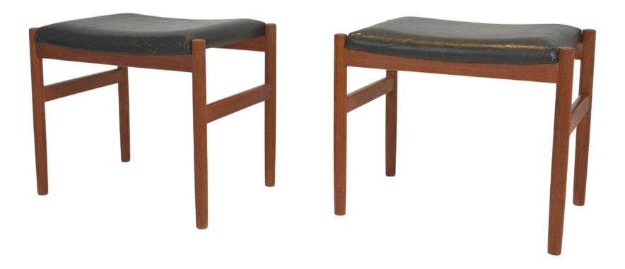 Teak Ottomans by Hugo Frandsen, 1960s, Set of 2 (1 of 10)