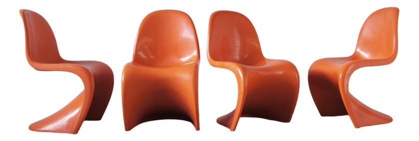 Orange Panton Chairs by Verner Panton, Set of 4 (1 of 7)