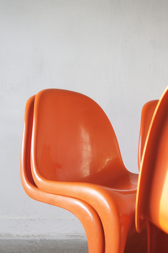 Orange Panton Chairs by Verner Panton, Set of 4 - 4