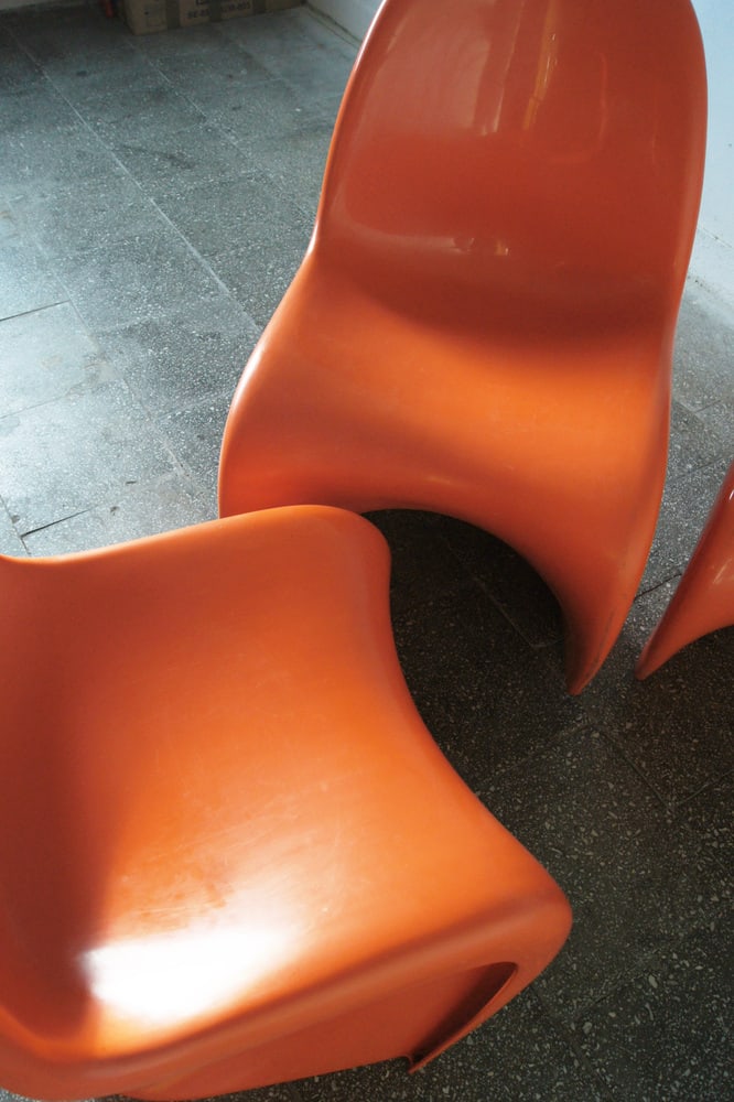 Orange Panton Chairs by Verner Panton, Set of 4 - 7
