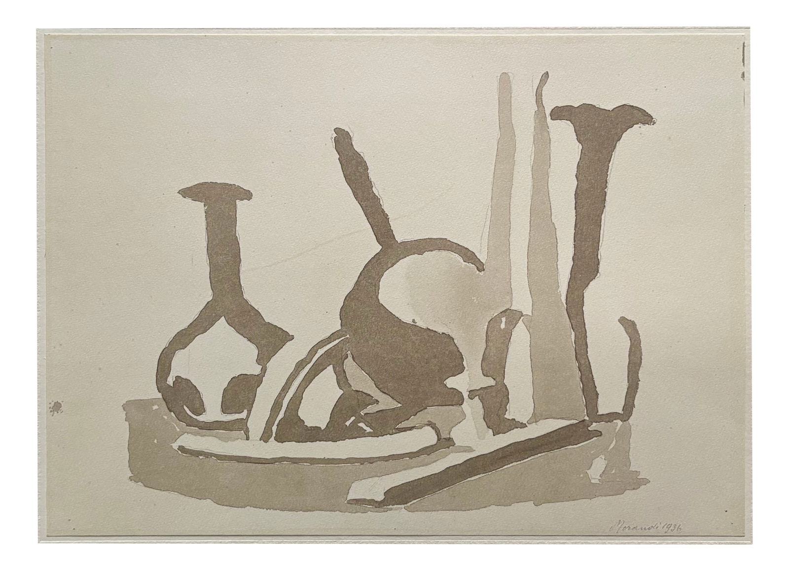 Giorgio Morandi, Natura Morta, 1973, Lithograph: Giorgio Morandi (1890-1964)"Natura Morta" (Still Life)Colour Photo-lithograph on thick cotton handmade paperSigned and dated in the plateYear (conceived): 1936Year (printed): 1973Size of the sheet:
