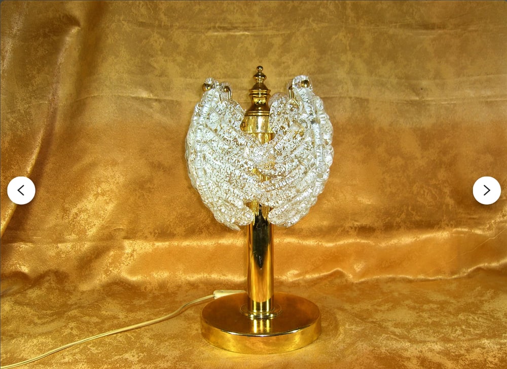 Vintage Murano Crystal and Brass Table Lamp, 1960s - 10