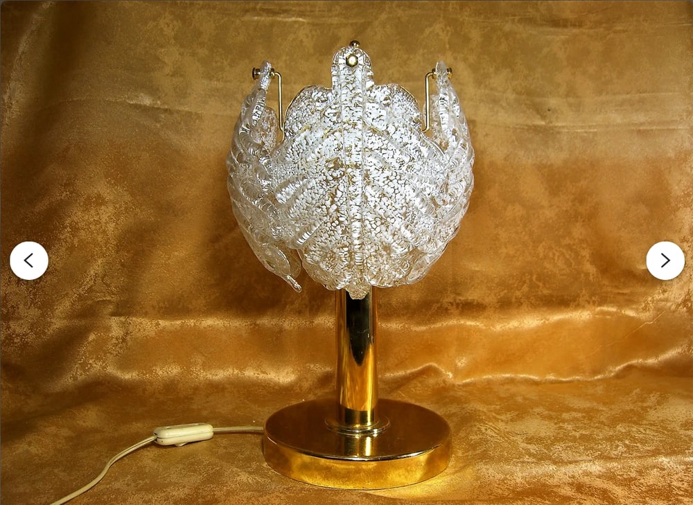 Vintage Murano Crystal and Brass Table Lamp, 1960s - 2