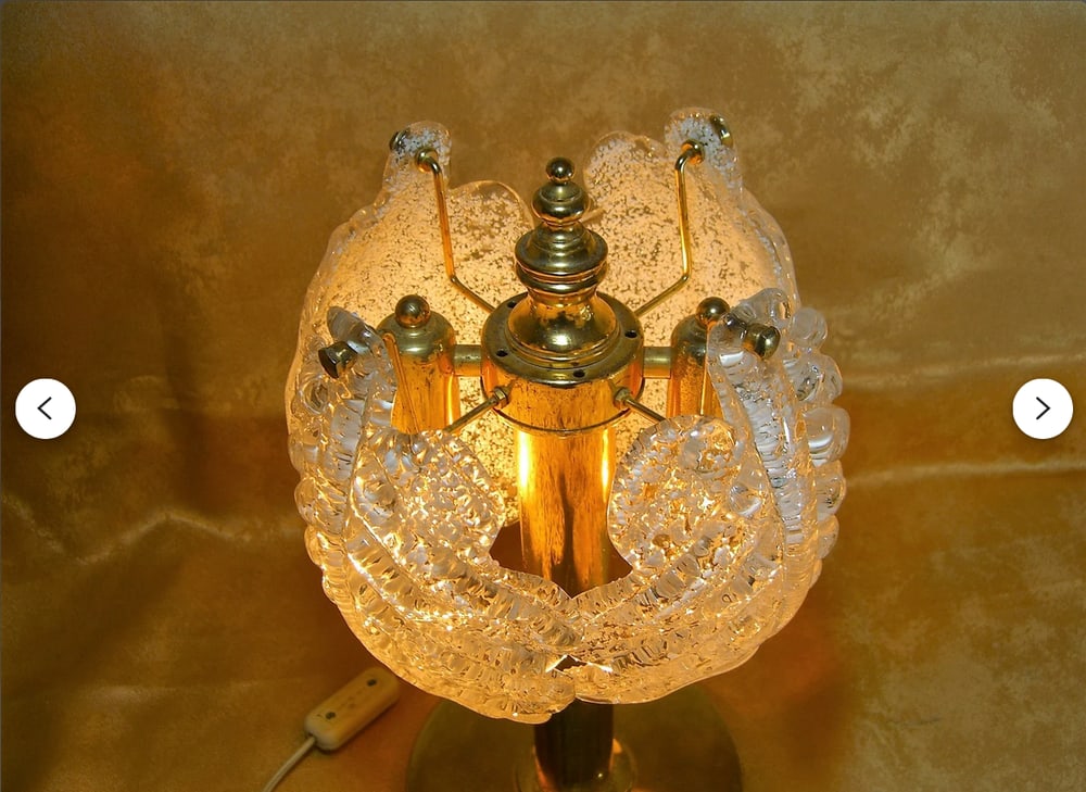 Vintage Murano Crystal and Brass Table Lamp, 1960s - 4