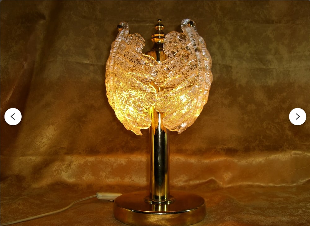 Vintage Murano Crystal and Brass Table Lamp, 1960s - 9