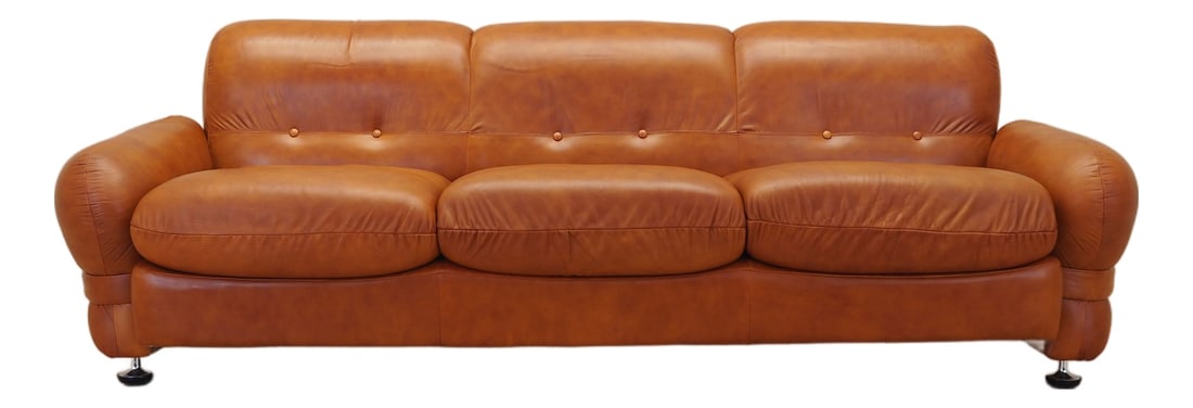 Italian Red Leather Sofa, Italy, 1970s (1 of 13)