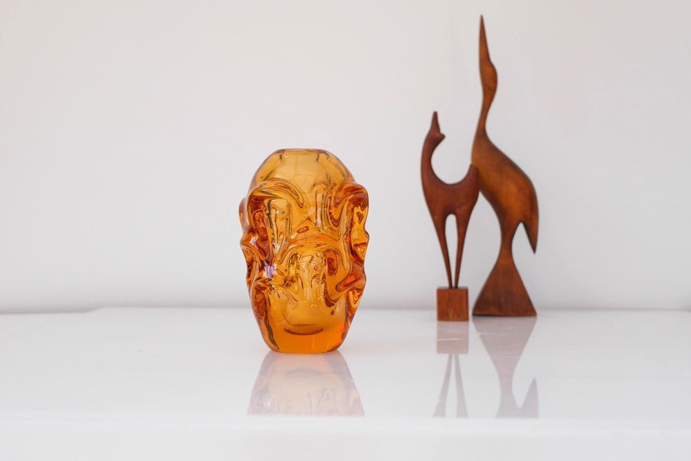 Orange Crystal Vase by Börne Augustsson for Åseda - 2